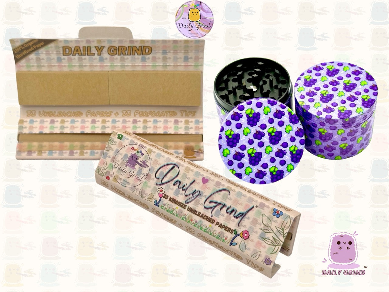 Purple Grape Fruit Candy Juicy - 50mm 4-Piece High Quality Metal Tobacco Herb Grinder Gift Idea