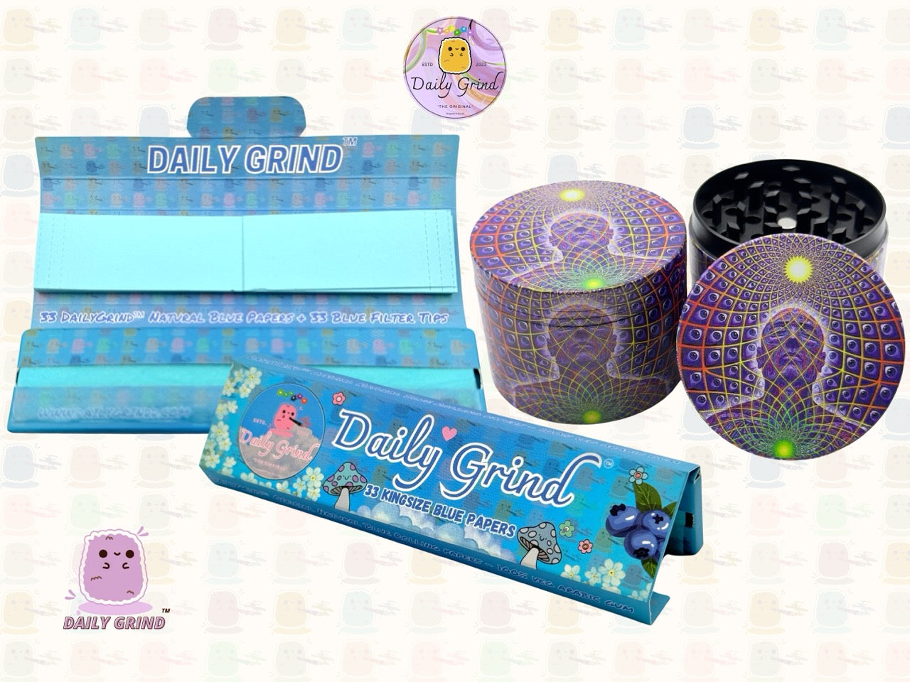 Motif Trippy coloré ondulé liquide Hallucination 50mm 4 pièces haute qualité personnalisé métal herbe broyeur cadeau 