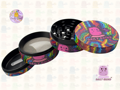 Motif Trippy coloré ondulé liquide Hallucination 50mm 4 pièces haute qualité personnalisé métal herbe broyeur cadeau 