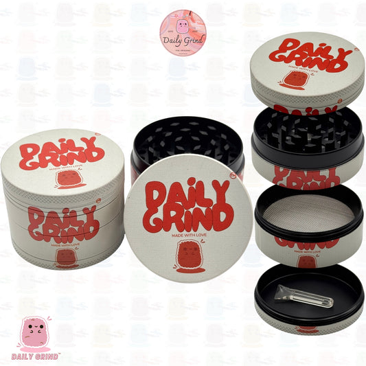 Orange Made with Love Daily Grind - 50mm Premium 4-Piece Custom Metal Tobacco Herb Grinder Cute Gift