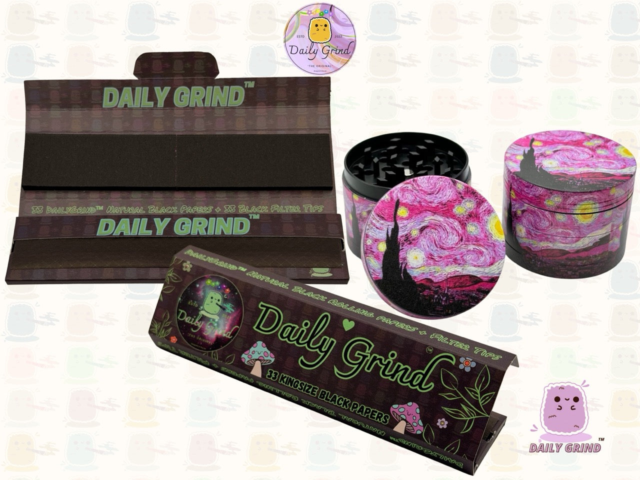 Pink Starry Night Classic Masterpiece Parody - 50mm 4-Piece High Quality Metal Tobacco Herb Grinder Gift Idea