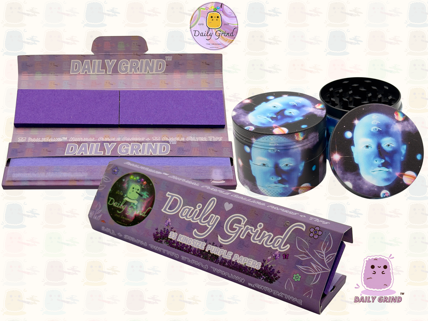 Blue Face In Space Esoteric - 50mm 4-Piece High Quality Custom Metal Tobacco Herb Grinder Gift Idea