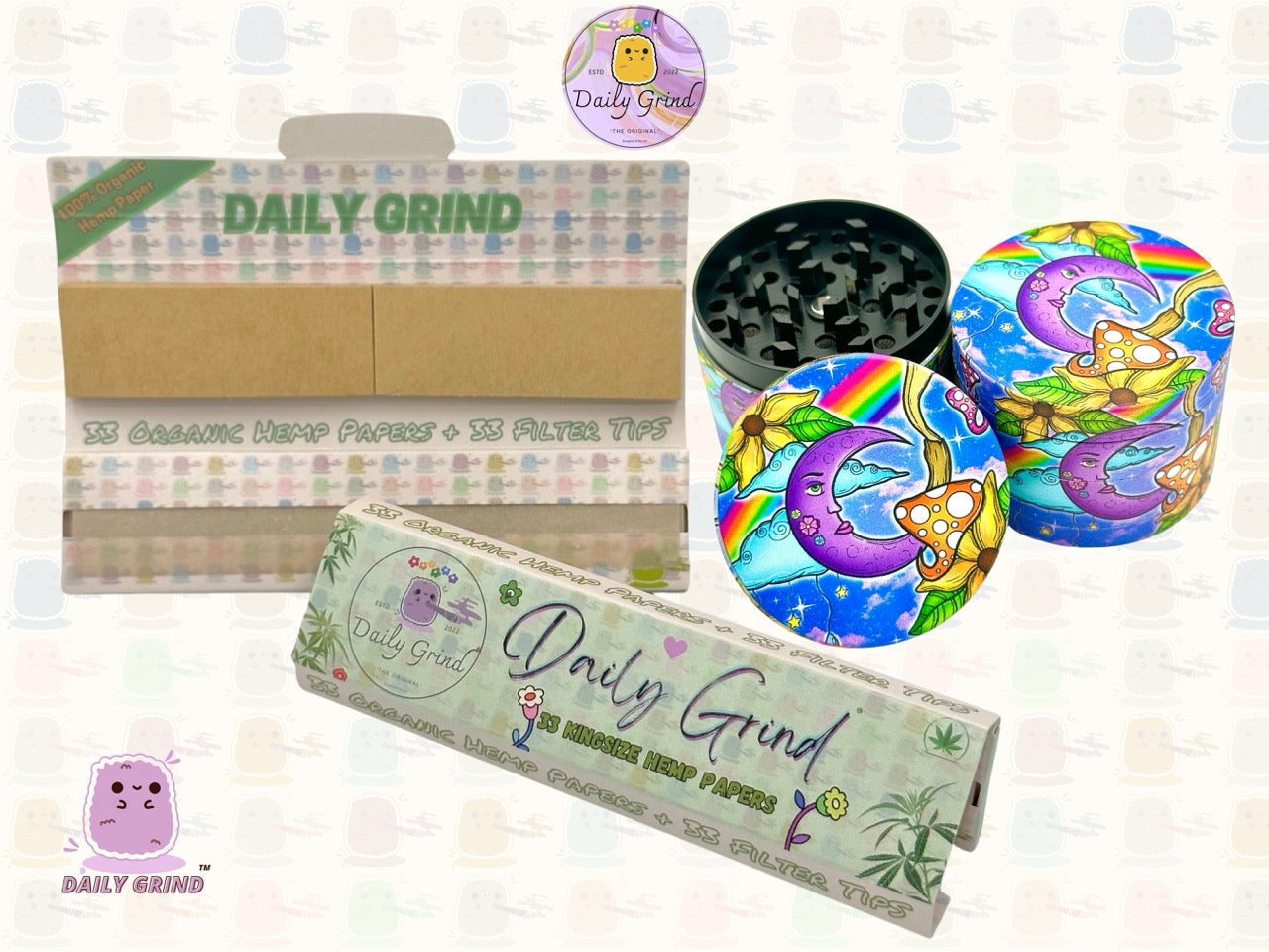 Coloré Trippy Moon Mushroom Rainbow Trippy - 50mm 4 pièces de haute qualité personnalisé en métal broyeur d'herbes cadeau 