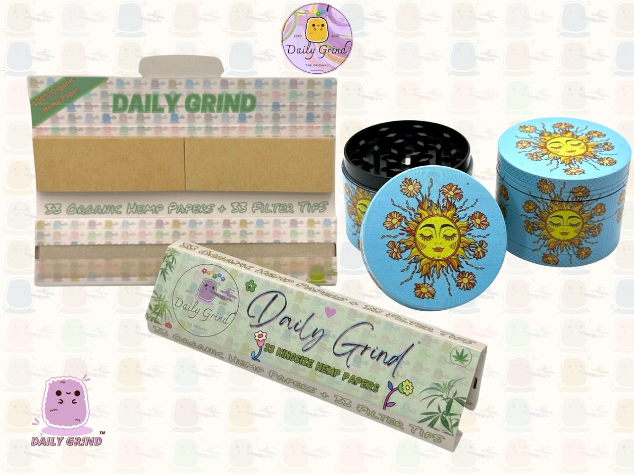 50mm Mignon Soleil et Fleur Joyeux Tournesol Énergie Calme - 4 parties Broyeur d'herbes en métal de haute qualité Cadeau 