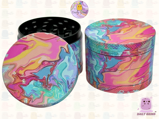 Pastel Tie Dye - 50mm 4-Piece High Quality Metal Tobacco Herb Grinder Gift Idea