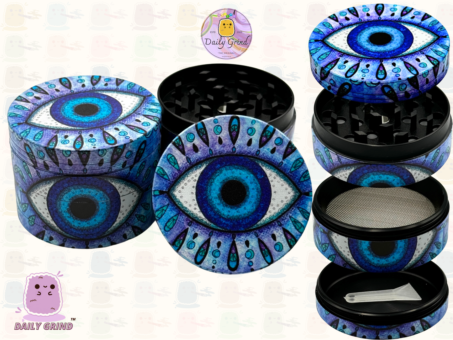 Motif Trippy coloré ondulé liquide Hallucination 50mm 4 pièces haute qualité personnalisé métal herbe broyeur cadeau 