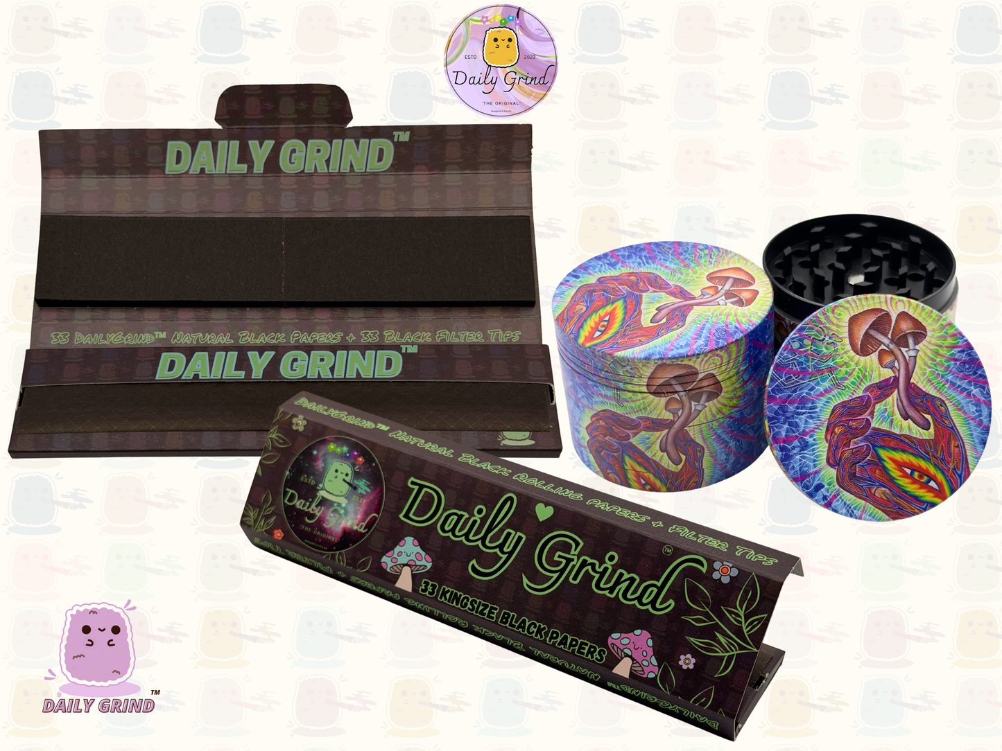 Motif Trippy coloré ondulé liquide Hallucination 50mm 4 pièces haute qualité personnalisé métal herbe broyeur cadeau 