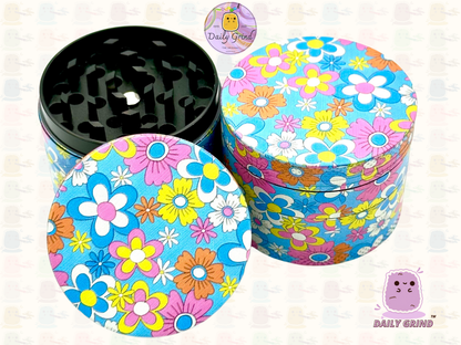 60's 70's Flower Floral Cute Pattern Beau design coloré - 50mm 4 pièces de haute qualité personnalisé métal herbe broyeur filles cadeau 