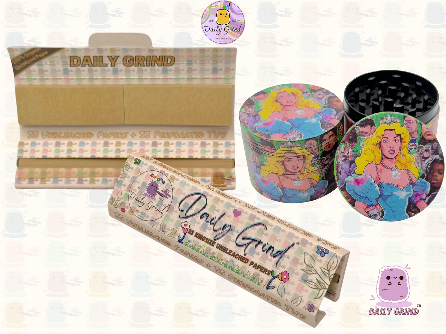 Motif Trippy coloré ondulé liquide Hallucination 50mm 4 pièces haute qualité personnalisé métal herbe broyeur cadeau 