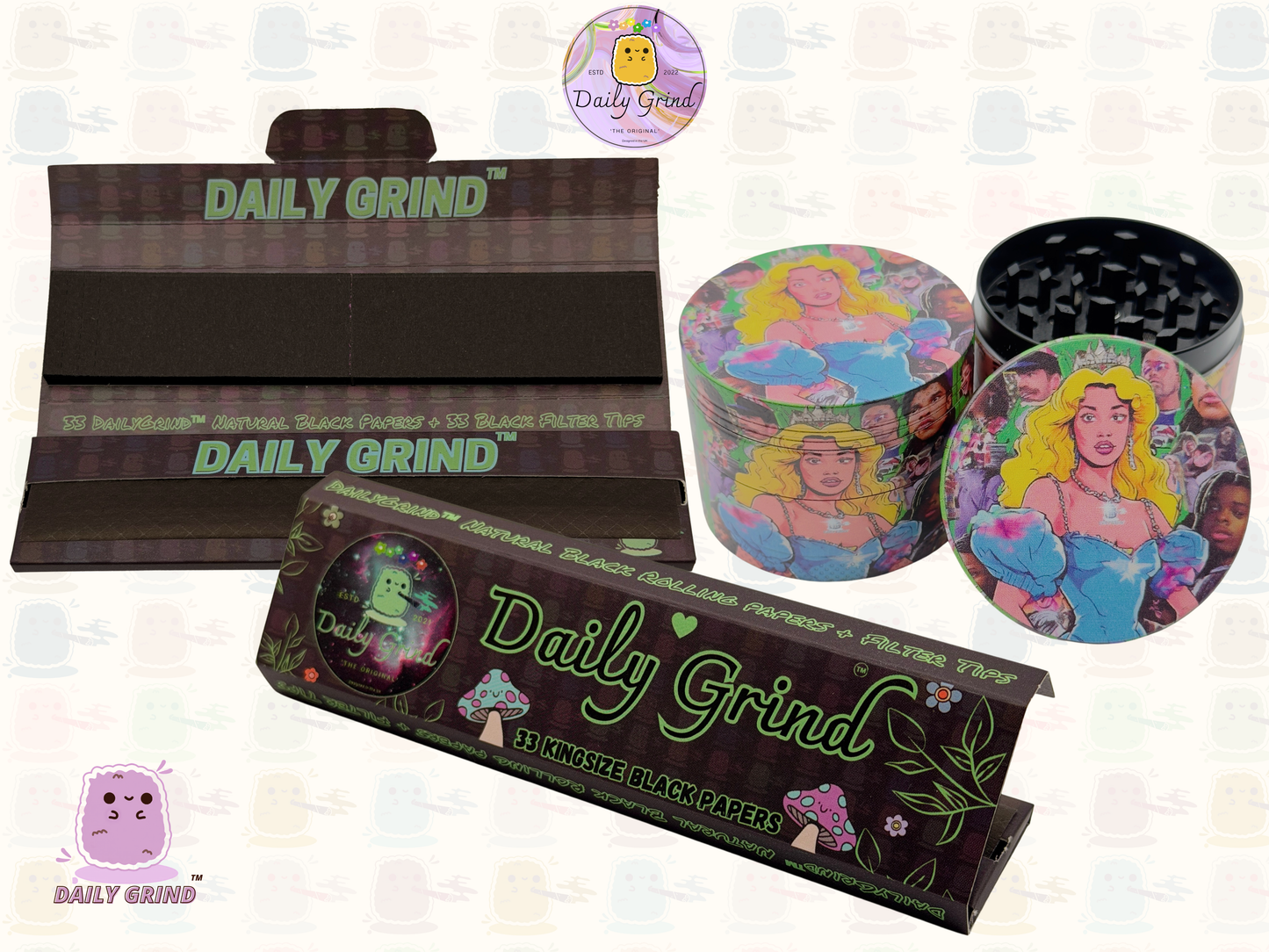 Motif Trippy coloré ondulé liquide Hallucination 50mm 4 pièces haute qualité personnalisé métal herbe broyeur cadeau 