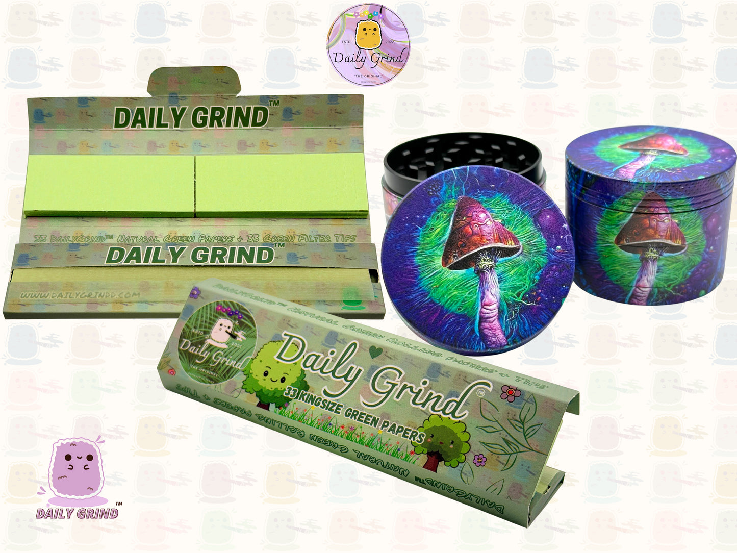 Mushroom Art - 50mm 4-Piece High Quality Custom Metal Tobacco Herb Grinder Gift Idea