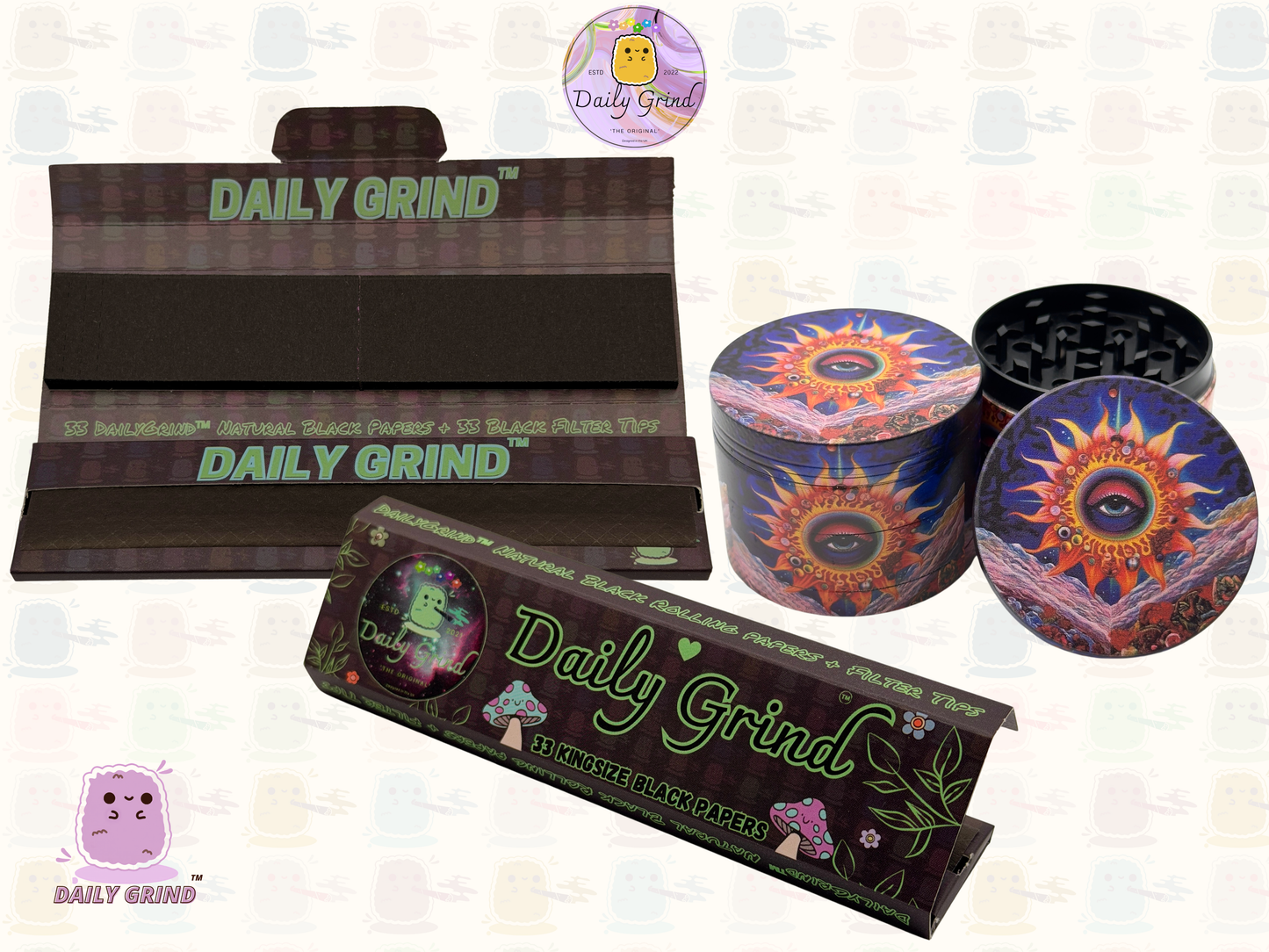 Motif Trippy coloré ondulé liquide Hallucination 50mm 4 pièces haute qualité personnalisé métal herbe broyeur cadeau 