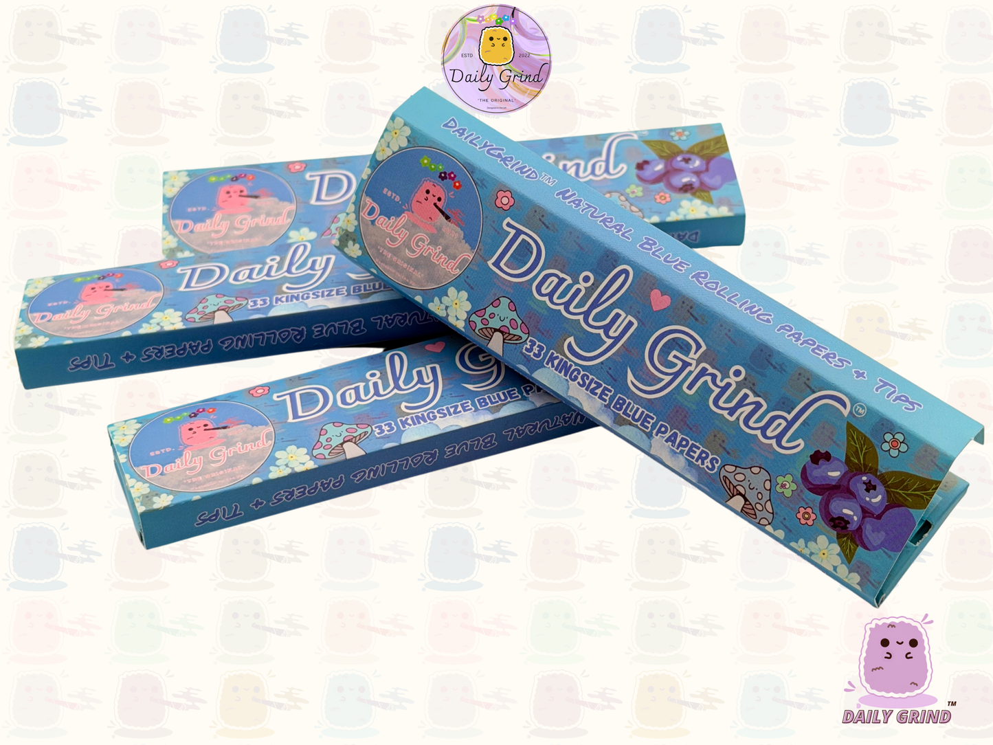 Papel de liar tamaño king azul Daily Grind™: ¡alta calidad, súper lindo! Regalo de 33 hojas.