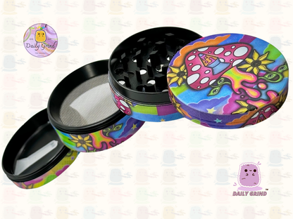 Lampe à lave mignonne champignon dessin animé Tie Dye Design-50mm 4 pièces broyeur d'herbes en métal de haute qualité cadeau 