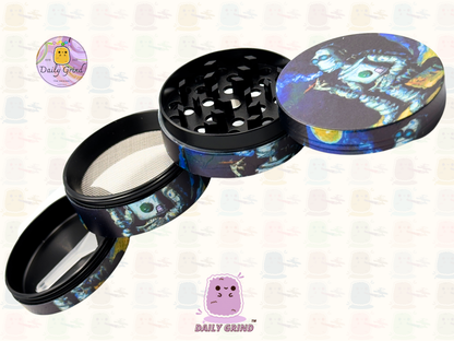 Motif Trippy coloré ondulé liquide Hallucination 50mm 4 pièces haute qualité personnalisé métal herbe broyeur cadeau 