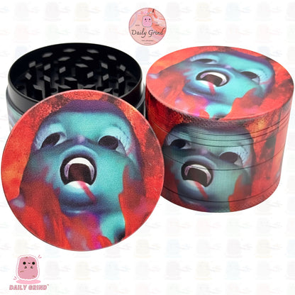 Ojo de cristal lindo colorido Trippy 50 mm regalo personalizado de alta calidad de la amoladora de hierbas de metal de 4 piezas 