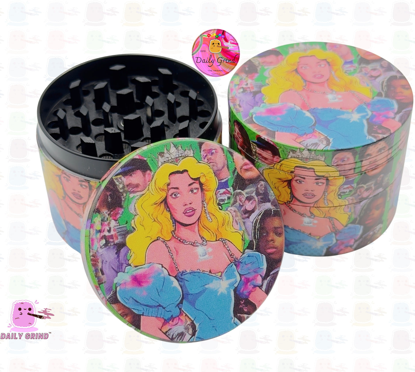 Princess Main Character Meme Funny Girls Original Art - 50mm Premium 4-Piece Custom Metal Kitchen Herb Grinder Gift Idea