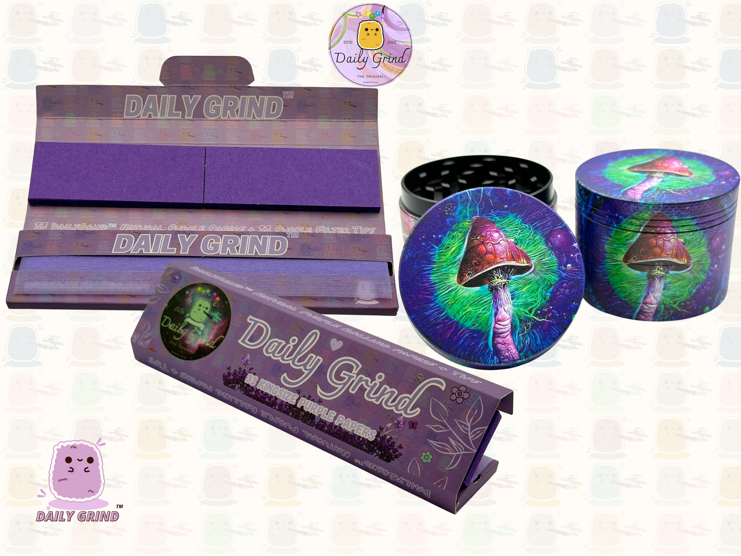 Mushroom Art - 50mm 4-Piece High Quality Custom Metal Tobacco Herb Grinder Gift Idea