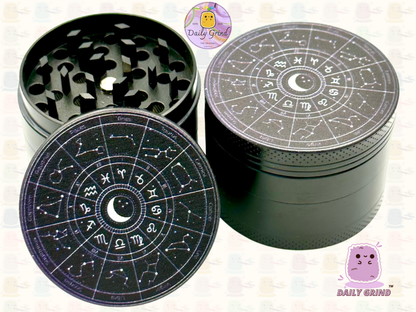 Tableau des signes d'astrologie - 50 mm de haute qualité, 4 pièces, broyeur d'herbes en métal personnalisé, cadeau 