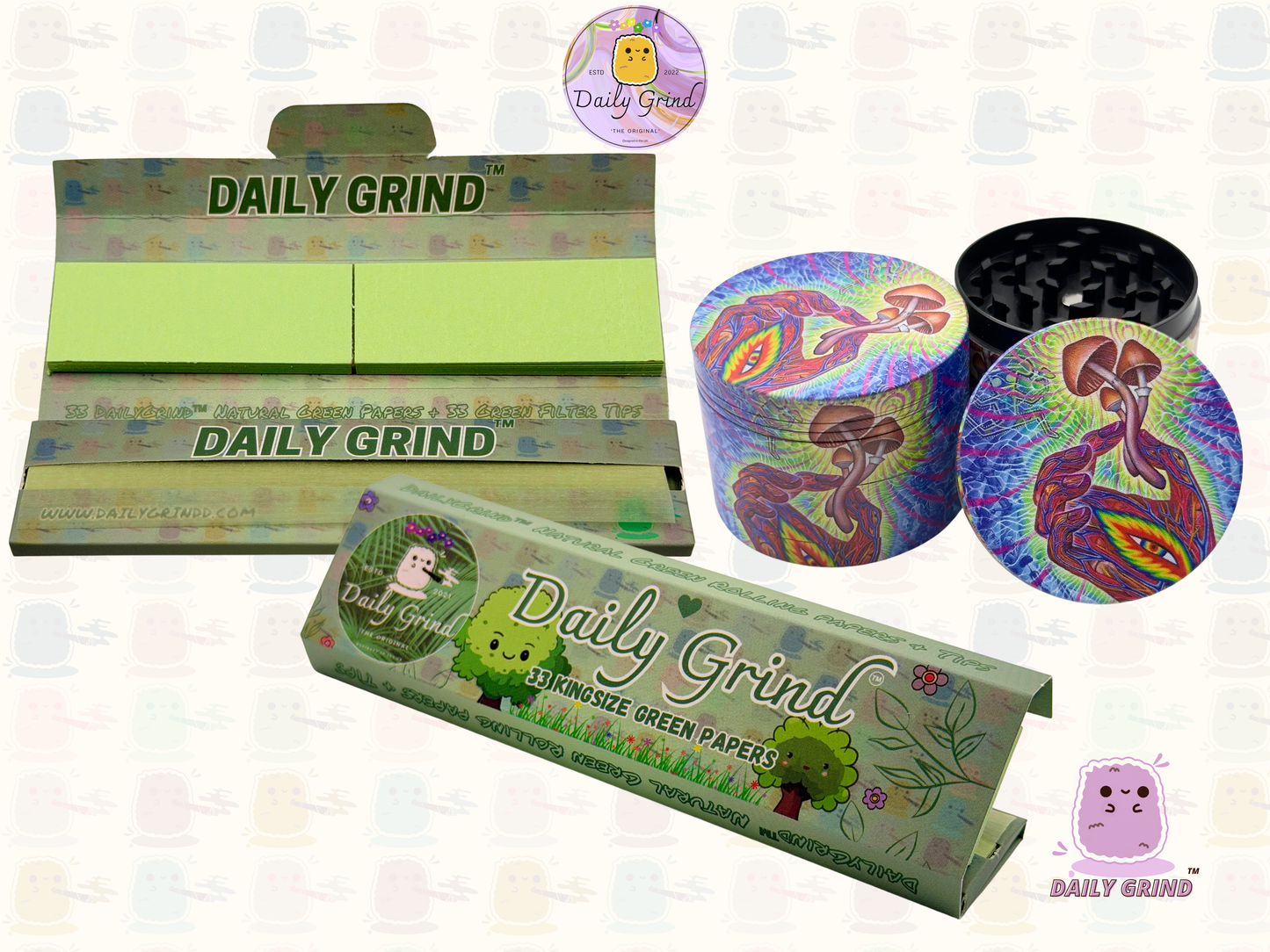 Motif Trippy coloré ondulé liquide Hallucination 50mm 4 pièces haute qualité personnalisé métal herbe broyeur cadeau 