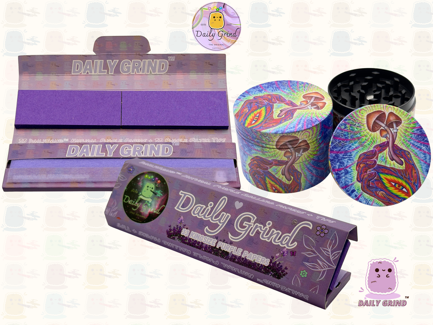 Motif Trippy coloré ondulé liquide Hallucination 50mm 4 pièces haute qualité personnalisé métal herbe broyeur cadeau 