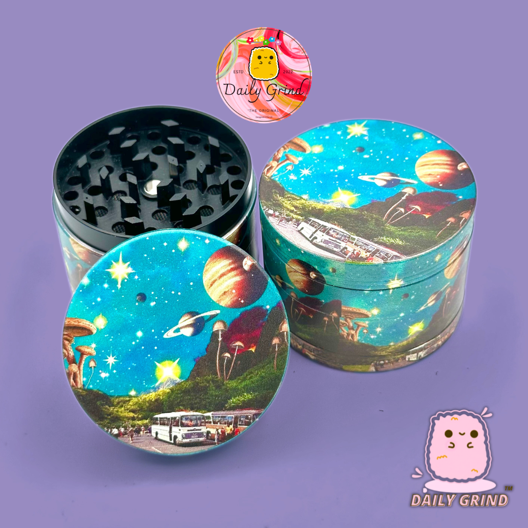 American Diner 1950's Space Planets - 50mm 4-Piece High Quality Custom Metal Tobacco Herb Grinder Gift Idea