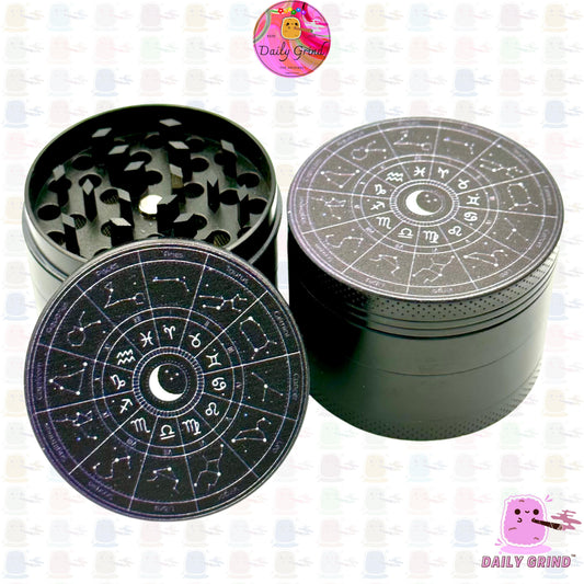 Astrology Star Signs Chart - 50mm 4-Piece Premium Custom Metal Kitchen Herb Grinder Gift Idea