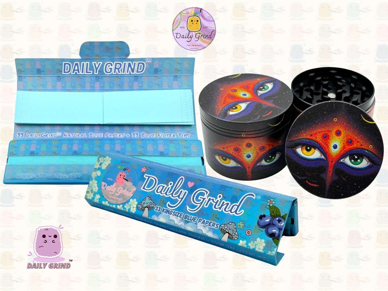 Motif Trippy coloré ondulé liquide Hallucination 50mm 4 pièces haute qualité personnalisé métal herbe broyeur cadeau 