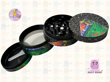 Motif Trippy coloré ondulé liquide Hallucination 50mm 4 pièces haute qualité personnalisé métal herbe broyeur cadeau 