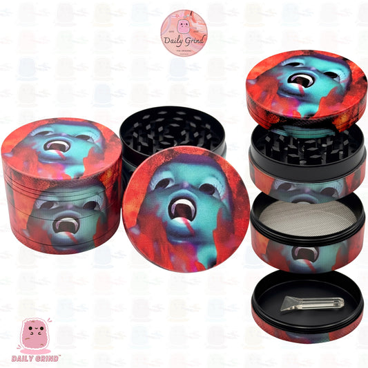 Ojo de cristal lindo colorido Trippy 50 mm regalo personalizado de alta calidad de la amoladora de hierbas de metal de 4 piezas 