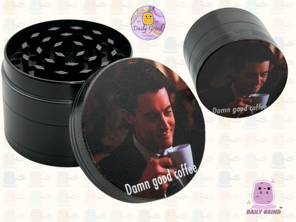 Damn Good Coffee 90's American Cult Classic - 50mm 4-Piece Premium Custom Metal Tobacco Herb Grinder Cute Gift Idea