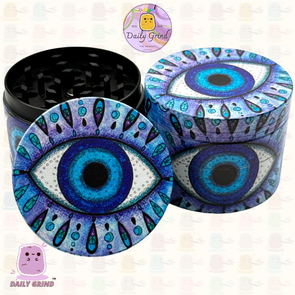 Motif Trippy coloré ondulé liquide Hallucination 50mm 4 pièces haute qualité personnalisé métal herbe broyeur cadeau 
