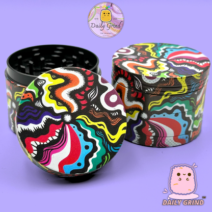 Motif Trippy coloré ondulé liquide Hallucination 50mm 4 pièces haute qualité personnalisé métal herbe broyeur cadeau 
