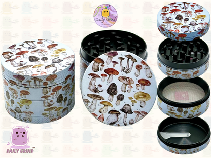50mm vintage Botanique Champignon Graphique Champignon Hippie Design - Haute Qualité Personnalisé Métal Herb Grinder Cadeau 