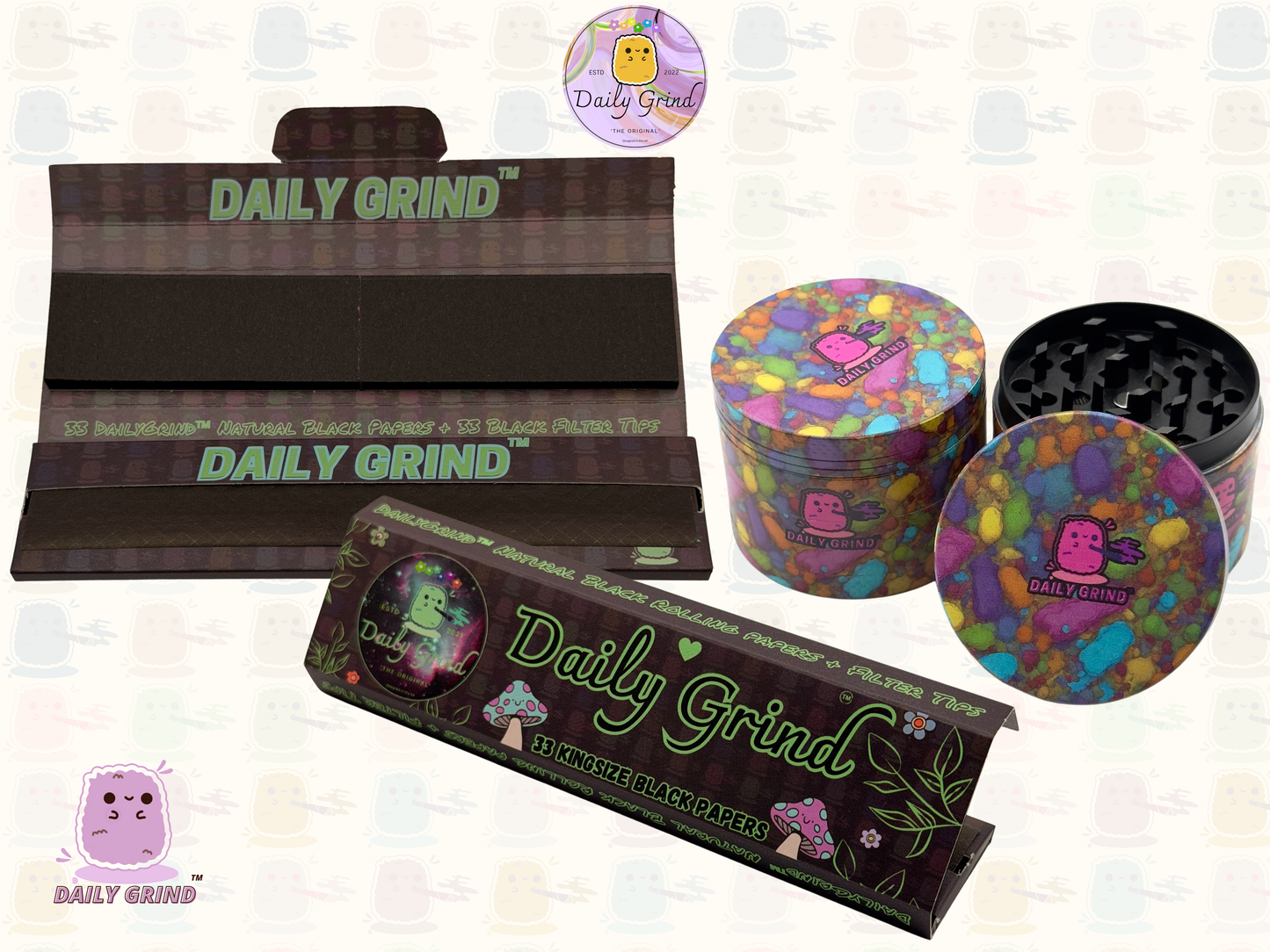 Motif Trippy coloré ondulé liquide Hallucination 50mm 4 pièces haute qualité personnalisé métal herbe broyeur cadeau 