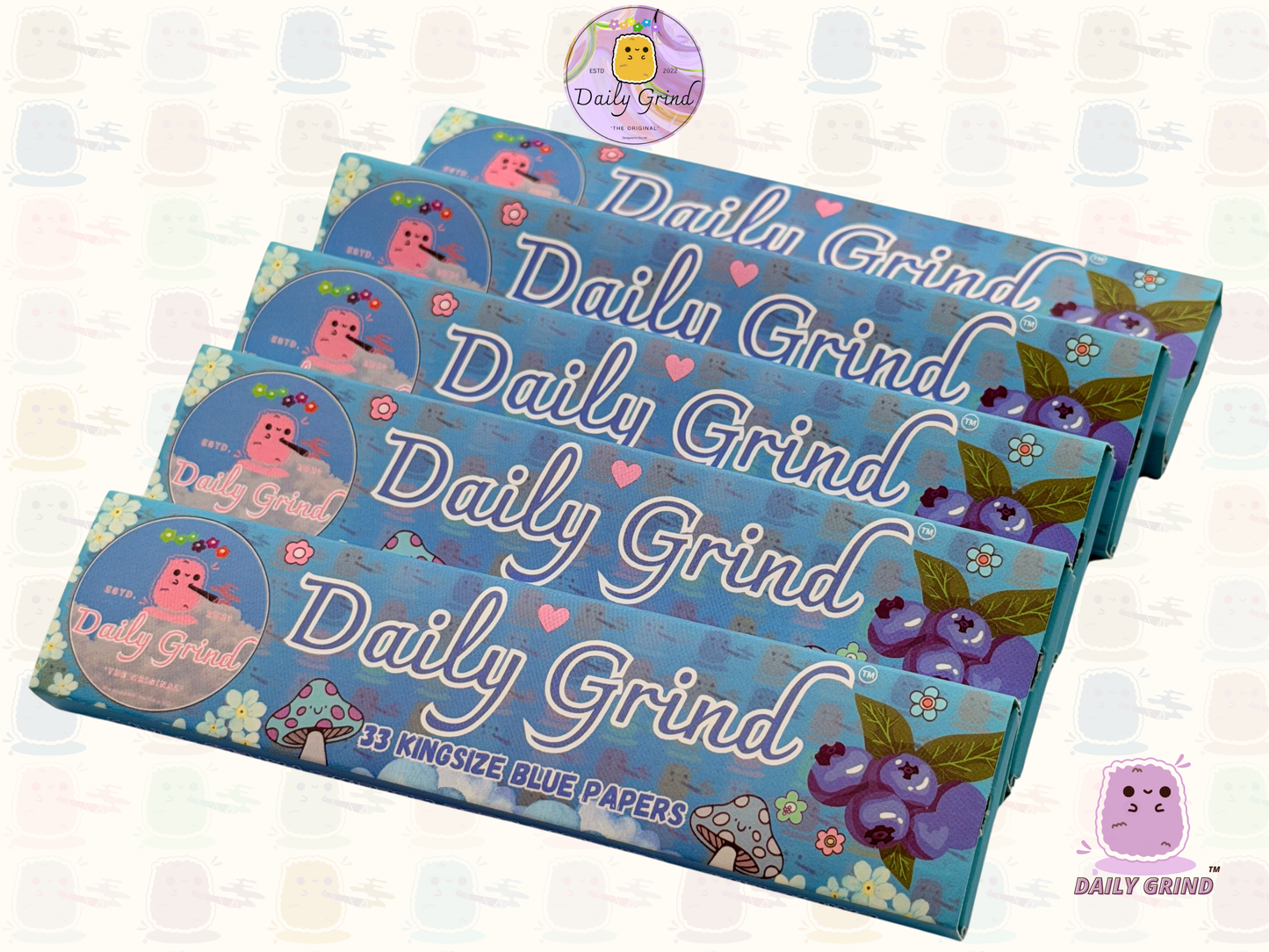 Papel de liar tamaño king azul Daily Grind™: ¡alta calidad, súper lindo! Regalo de 33 hojas.