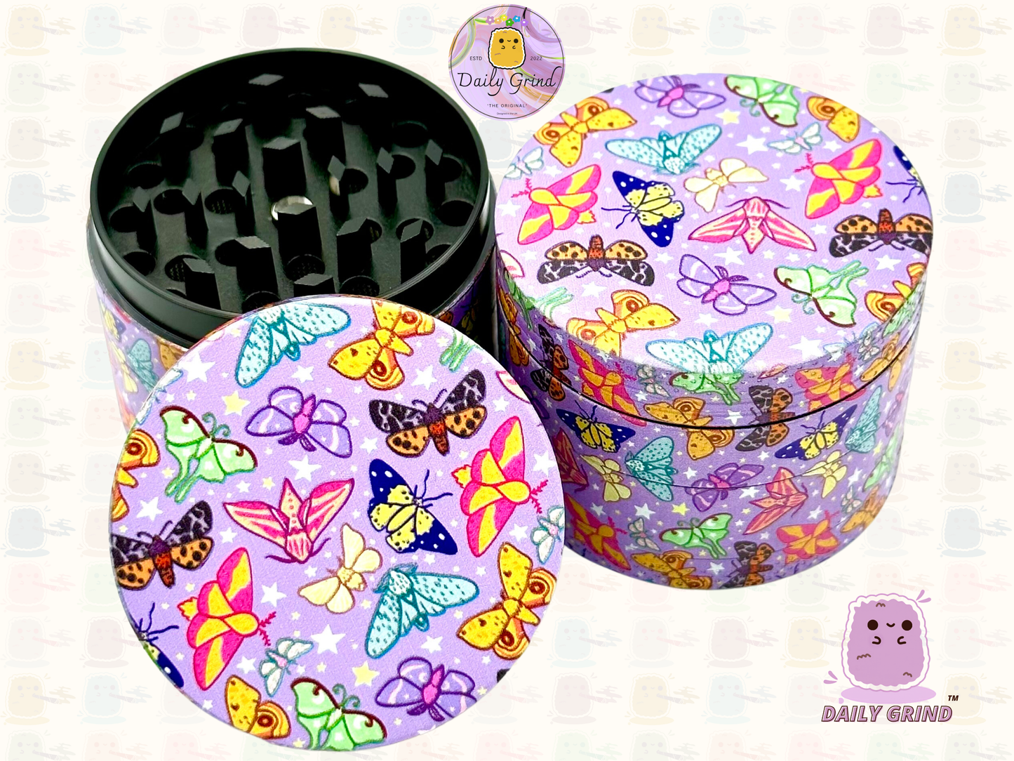 Papillons colorés roses filles mignonnes Design dessin animé Kawaii - 50mm 4 pièces cadeau de broyeur d'herbes en métal personnalisé de haute qualité 