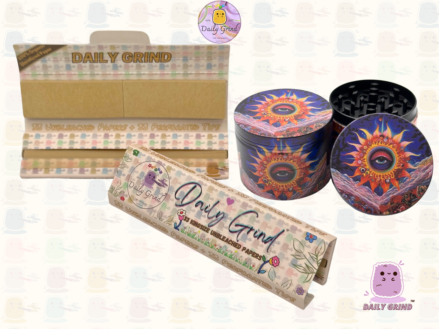 Motif Trippy coloré ondulé liquide Hallucination 50mm 4 pièces haute qualité personnalisé métal herbe broyeur cadeau 