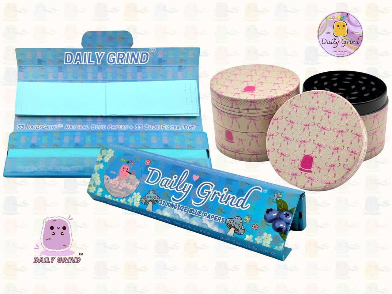 Cute Pink Bows - 50mm Premium 4-Piece Custom Metal Tobacco Herb Grinder Cute Gift