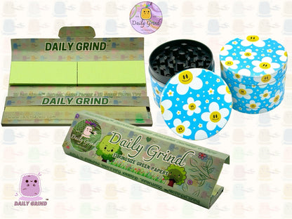 Cute Daisy Flowers Happy Design - 50mm 4-Piece High Quality Custom Metal Tobacco Herb Grinder Gift Idea