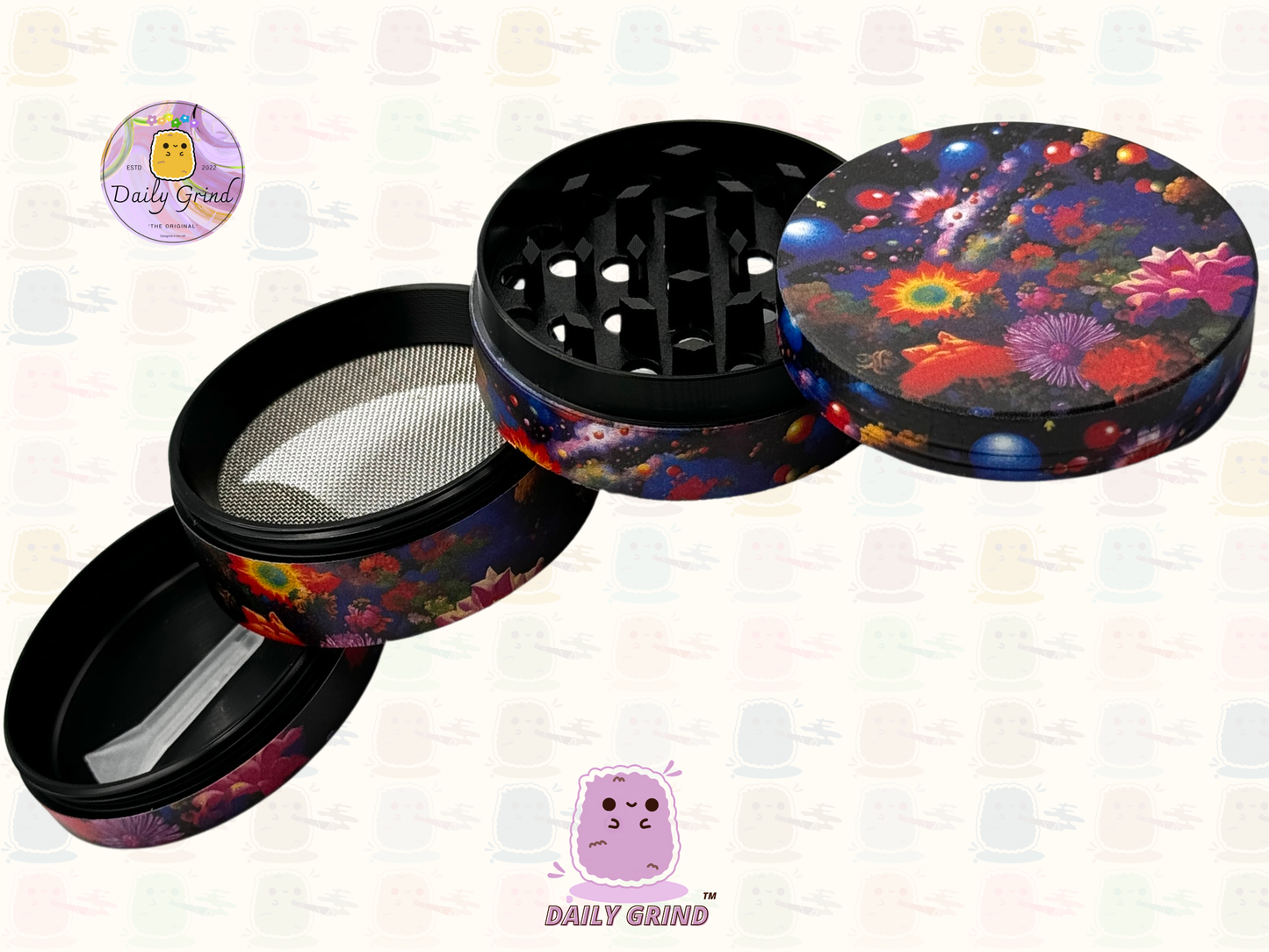 Fantasy Night Garden Flower Dream - 50mm 4-Piece High Quality Custom Metal Tobacco Herb Grinder Gift Idea