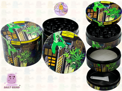 Motif Trippy coloré ondulé liquide Hallucination 50mm 4 pièces haute qualité personnalisé métal herbe broyeur cadeau 