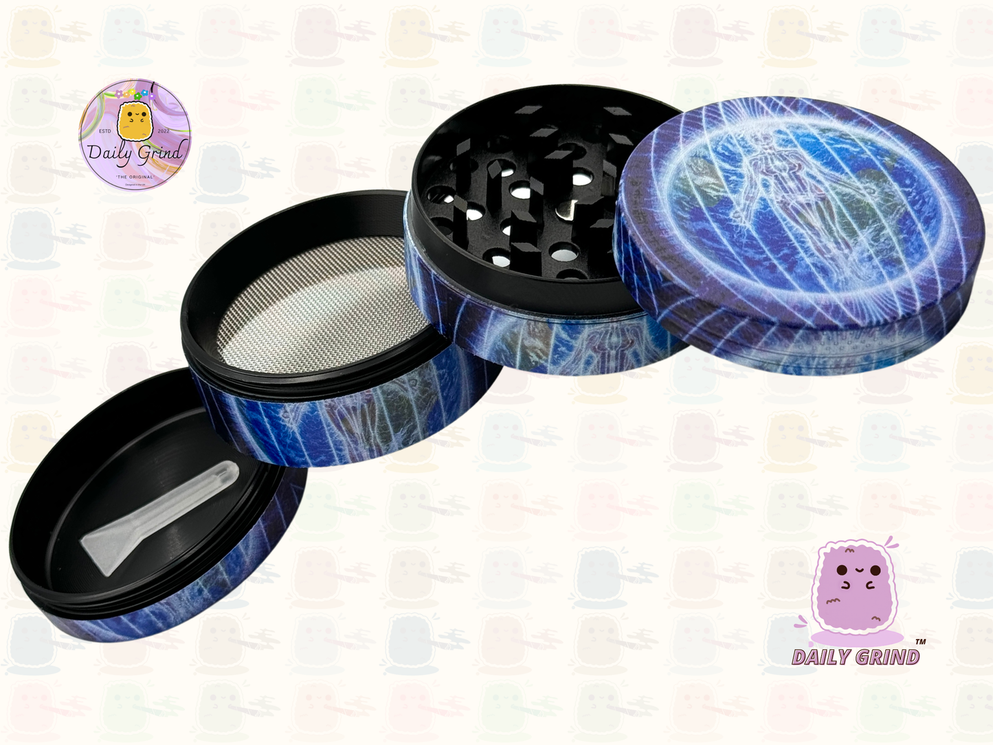 Motif Trippy coloré ondulé liquide Hallucination 50mm 4 pièces haute qualité personnalisé métal herbe broyeur cadeau 