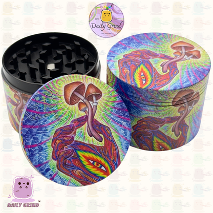 Motif Trippy coloré ondulé liquide Hallucination 50mm 4 pièces haute qualité personnalisé métal herbe broyeur cadeau 