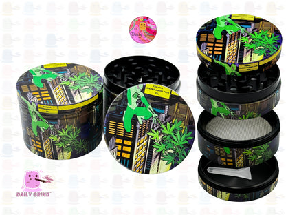 Neighbourhood Plug on the way, saving the day - 50mm Premium 4-Piece Custom Metal Kitchen Herb Grinder Gift Idea