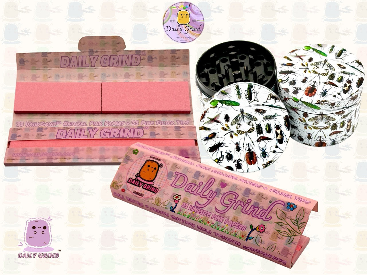 Insectes et insectes rampants effrayants style graphique vintage - 50 mm 4 pièces de haute qualité personnalisé broyeur d'herbes en métal cadeau 