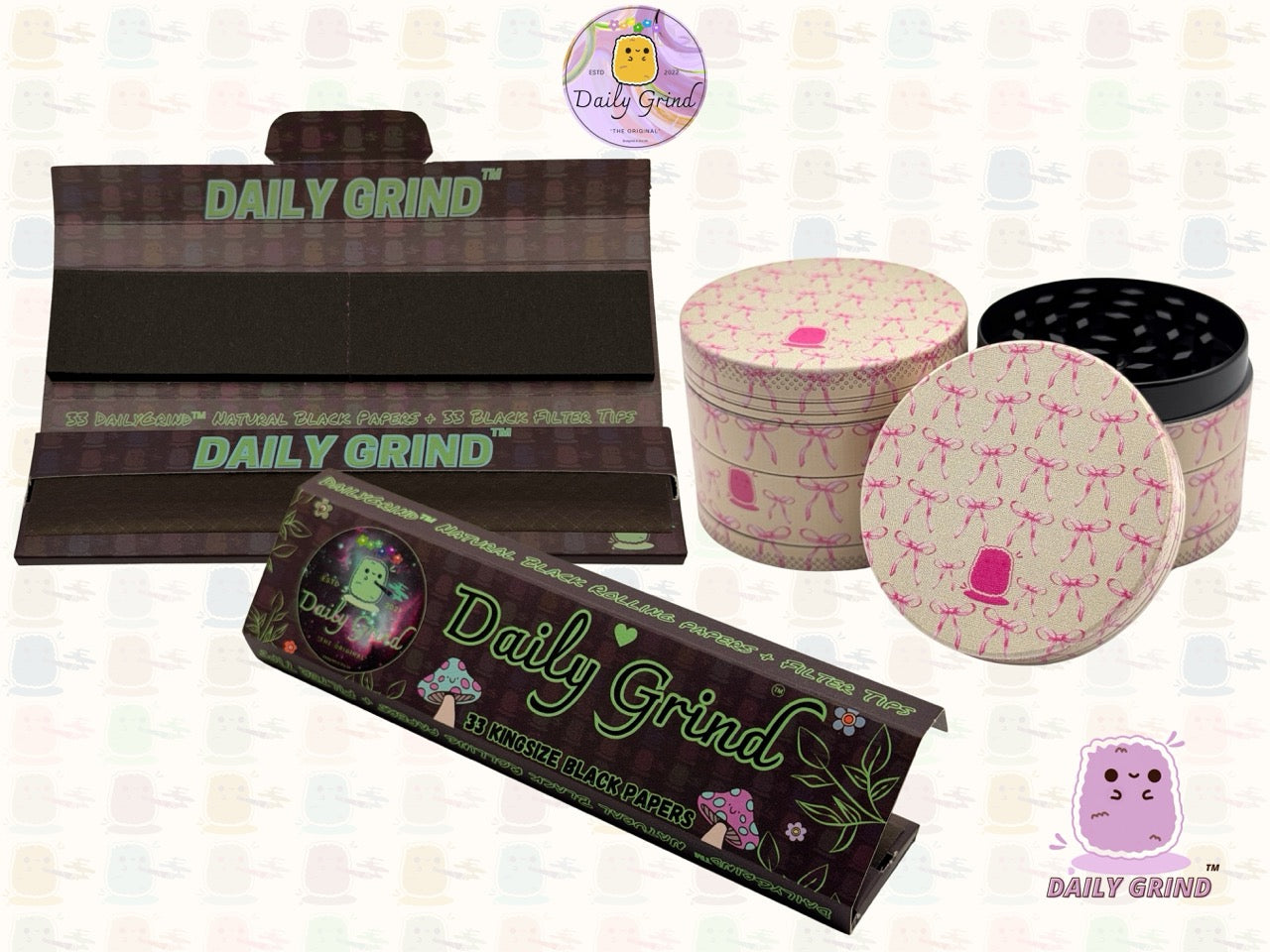 Cute Pink Bows - 50mm Premium 4-Piece Custom Metal Tobacco Herb Grinder Cute Gift
