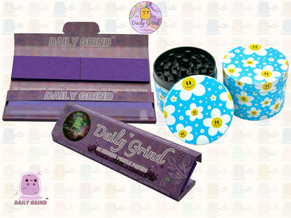Cute Daisy Flowers Happy Design - 50mm 4-Piece High Quality Custom Metal Tobacco Herb Grinder Gift Idea