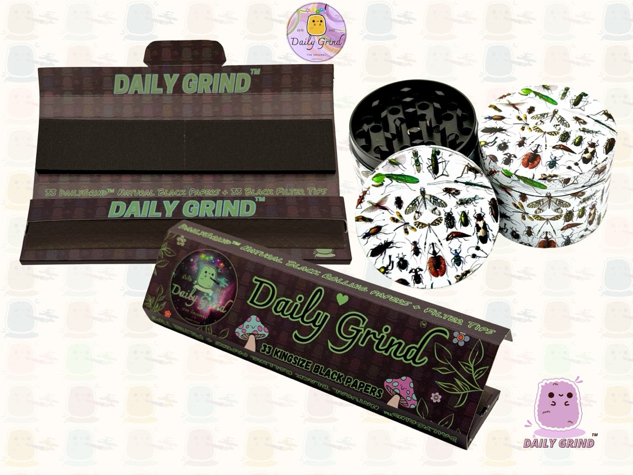 Insectes et insectes rampants effrayants style graphique vintage - 50 mm 4 pièces de haute qualité personnalisé broyeur d'herbes en métal cadeau 