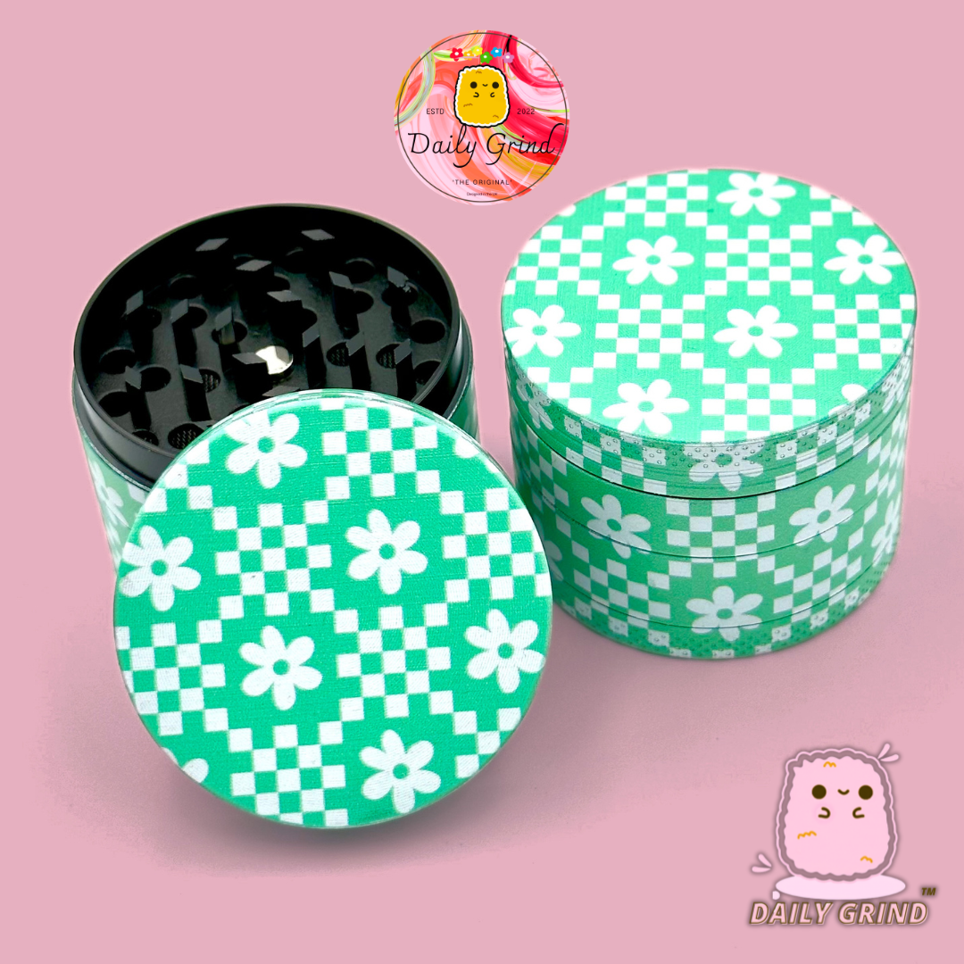 Green Flower Monogram Vintage - 50mm 4-Piece High Quality Custom Metal Tobacco Herb Grinder Gift Idea